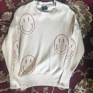 White Smiley Face Sweater